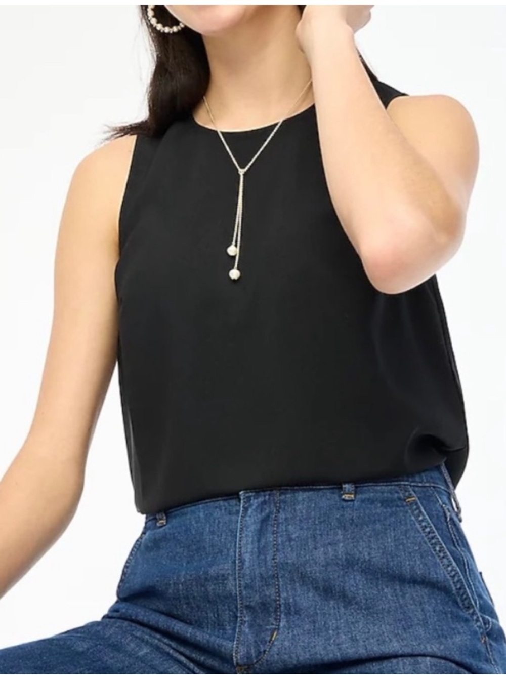 LIKE NEW J. Crew Sleeveless Button-back Shell Tank Top Black, Size XXL, Sold Out